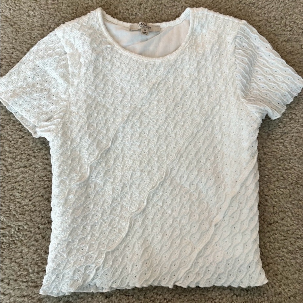 Textured White Women's Cropped Tee